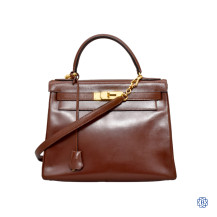 Hermès Vintage Kelly 28 Box Leather & Original Shoulder Strap