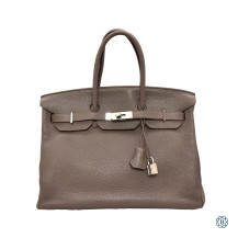 Hermès Birkin 35 Etain Clemence Handbag