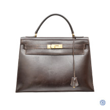 Hermès Kelly 32 Vintage Sellier Dark Brown Handbag