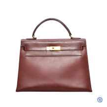 Hermès Kelly 32 Vintage Dark Rouge H Sellier Handbag