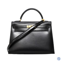 Hermès Kelly 32 Black Sellier Handbag