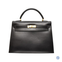 Hermès Kelly 32 Black Sellier Handbag