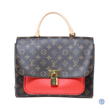 Louis Vuitton Marignan Monogram Handbag with detachable shoulder strap and red accents
