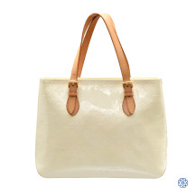 Louis Vuitton Creme Patent Vernis Brentwood Leather Handbag