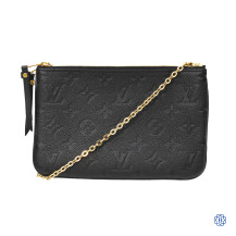 Louis Vuitton Black Leather Empreinte Double Zip Pochette