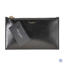 YSL Black Leather Pouch (gold)