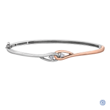 10kt White and Rose Gold 0.10ct Diamond Bangle