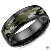 Black Ceramic with Camo Pattern Inlay Wedding Band