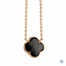 18kt Gold Black Onyx Clover Necklace