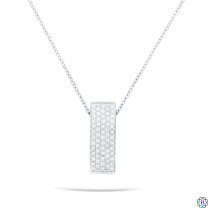 18kt White Gold and Diamond Pendant With Curb Link Chain