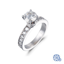 14kt white gold moissanite and diamond engagement ring