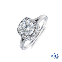 Platinum moissanite and diamond engagement ring