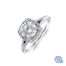 platinum moissanite and diamond engagement ring