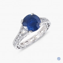 Tacori Reverse Crescent platinum sapphire and diamond engagement ring