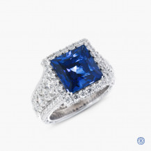 Platinum Tacori synthetic sapphire and diamond engagement ring