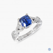 Tacori Ribbon 18k white gold sapphire and diamond engagement ring