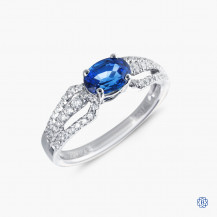 18k white gold, sapphire and diamond ring