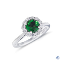 Tacori Full Bloom 18kt white gold tsavorite and diamond engagement ring