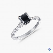 Tacori Sculpted Crescent 18k white gold 0.82ct black diamond engagement ring