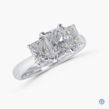 18kt white gold 3 stone maple leaf diamond engagement ring