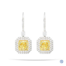 18kt White Gold Natural Fancy Yellow Diamond Earrings