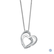 10kt White Gold Hearts Diamond Pendant with Chain