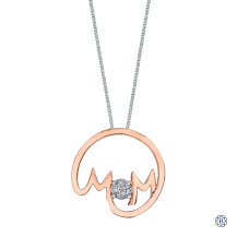 10kt Rose Gold Mom Diamond Pendant with Chain