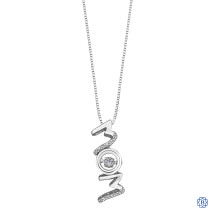 Silver Diamond Mom Drop Pendant with Chain