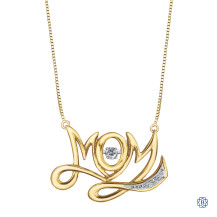 Yellow and White Gold Mom with Diamonds Pendant with Chain