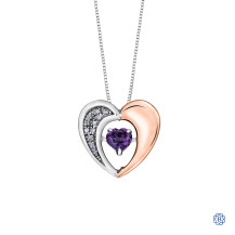 10kt Rose Gold & Sterling Silver Diamond Amethyst Heart Necklace