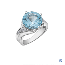 10kt White Gold Sky Blue Topaz and Diamond Ring