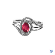 Sterling Silver Ruby & Diamond Ring