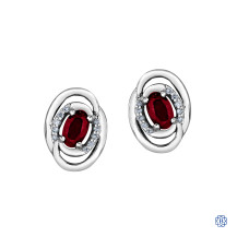 10kt White Gold Diamond & Ruby Earrings