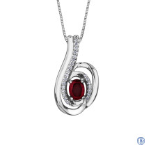 10kt White Gold Diamond & Ruby Necklace