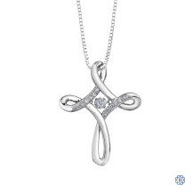 10kt White Gold Diamond Cross Necklace