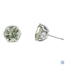 10kt White Gold Green Amethyst Earrings