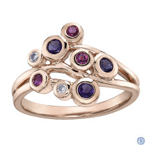 10kt Rose Gold Amethyst, Pink Tourmaline and Diamond Ring