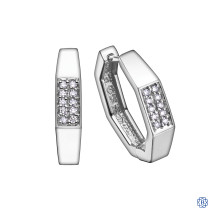 10kt White Gold Diamond Hoop Earrings