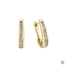 10kt gold diamond hoop earrings