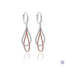 Gabriel & Co. 18kt White Gold & Rose Gold Diamond Drop Earrings