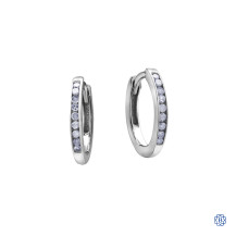 10kt White Gold 0.10ct Channel Set Diamond Hoop Earrings