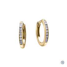 10kt Yellow Gold 0.10ct Channel Set Diamond Hoop Earrings