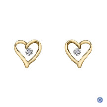 10kt Yellow Gold Solitaire Diamond Heart Earrings