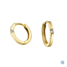 10kt Yellow Gold 0.04ct Solitaire Diamond Hoop Earrings