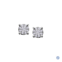 10kt White Gold 0.08ct Starburst Diamond Earrings