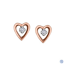 10kt Rose Gold 0.02ct Solitaire Diamond Heart Earrings