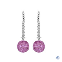 18kt White & Rose Gold Pink Sapphire Diamond Drop Earrings