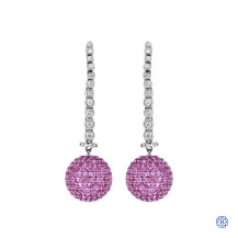 18kt White and Rose Gold Custom Made Lady's Natural Pink Sapphire and Diamond Drop Style Earrings