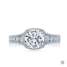Platinum Tacori Lab-Created Moissanite and Diamond Engagement Ring