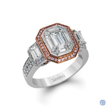 Simon G 18kt White and Rose Gold Diamond Engagement Ring